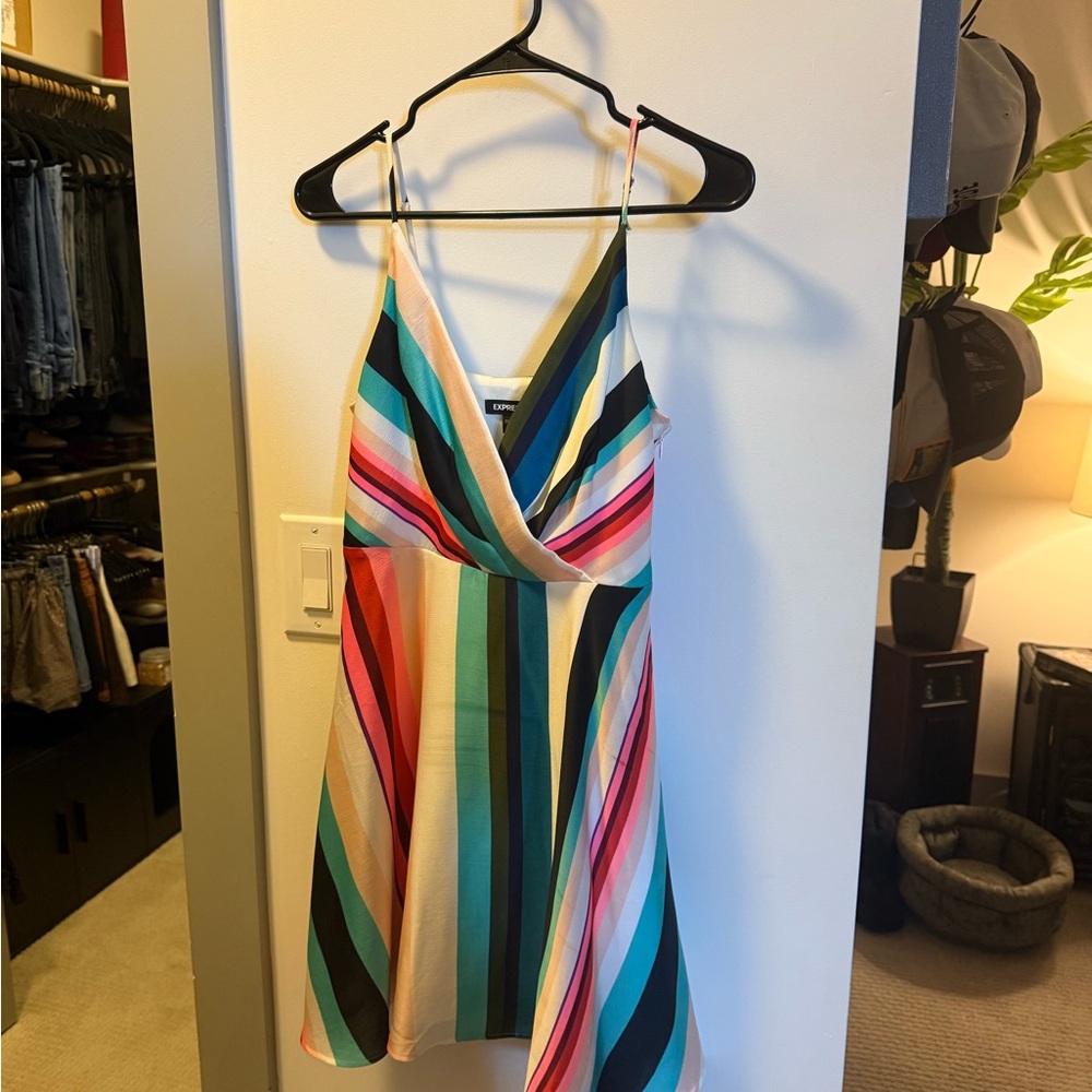 Express Colorful Striped Mini Dress